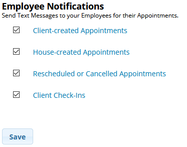 Employee notification checkboxes