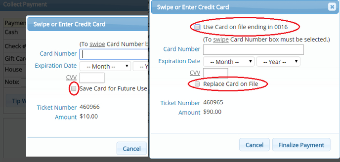 Finalize payment checkboxes
