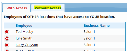 Without Access tab